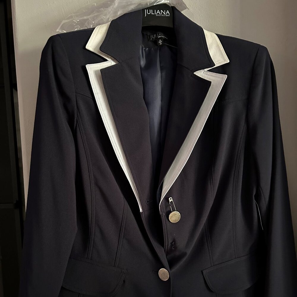 Black with white trim office wear jacket